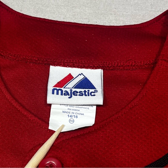 Majestic Arizona Diamondbacks Red Team Youth Jersey with Black Trim - Size 14/16 - Picture 6 of 13
